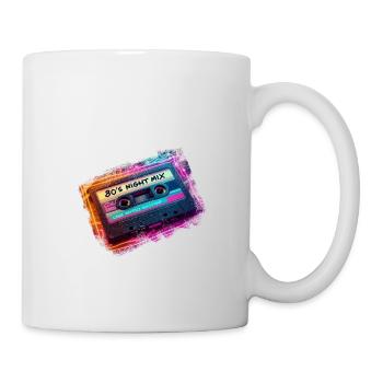 80's Night Mix retro Kassette Musik Mixtape Disco - Tasse - Weiß - Rechts