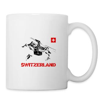 Switzerland mit Bergen und Gondel und Skifahrer - Tasse - Weiß - Rechts