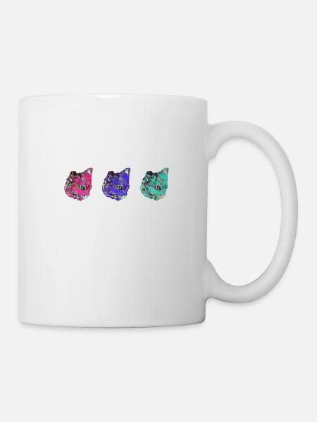 katzen, bunt,pop-art, kunst,warhol,graffiti,katze - Tasse - Weiß