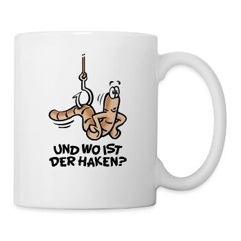 Angler Spruch WO IST DER HAKEN? - Tasse - Weiß - Rechts