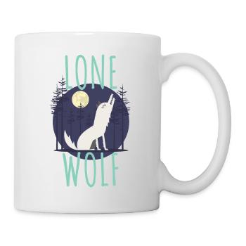 Lone Wolf | Vollmond Mond Geisttier Rudel Geschenk - Tasse - Weiß - Rechts