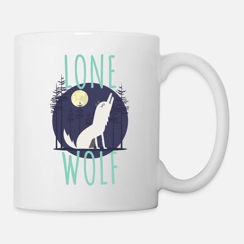 Lone Wolf | Vollmond Mond Geisttier Rudel Geschenk - Tasse - Weiß