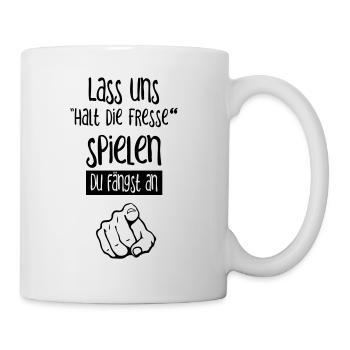 Halt die Fresse Spruch v3 - Tasse - Weiß - Rechts