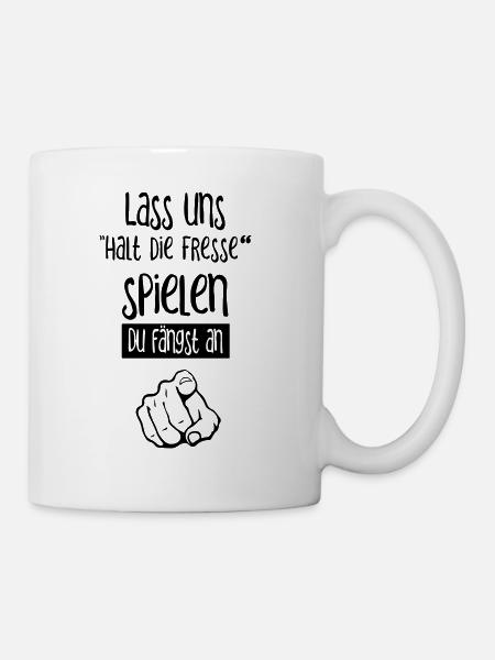 Halt die Fresse Spruch v3 - Tasse - Weiß