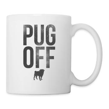 Pug Off - Mops Hund Silhouette - Tasse - Weiß - Rechts