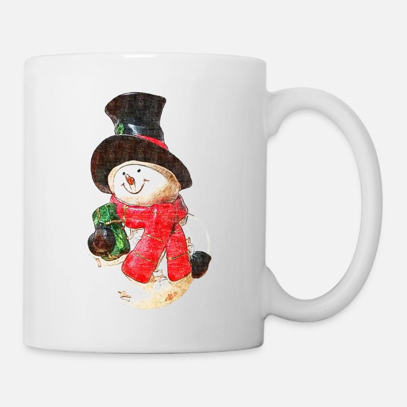 Bonhomme de neige - Dessin - Mug blanc - blanc