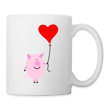 Porc avec ballon d’air cardiaque - Mug blanc - blanc - Droite