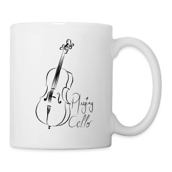 Cello spielen - Motiv in schwarz - Mug blanc - blanc - Droite