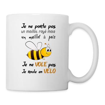 Abeille Vs Cycliste - Humour pour adepte du vélo - Mug blanc - blanc - Droite