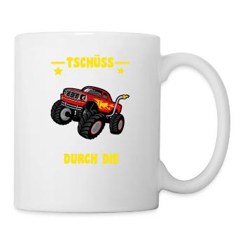 Einschulung Monster Truck Tschüss Kindergarten - Tasse - Weiß - Rechts