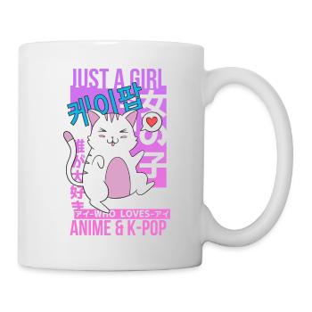 Just A Girl Who Loves Anime and K pop cat - Tasse - Weiß - Rechts
