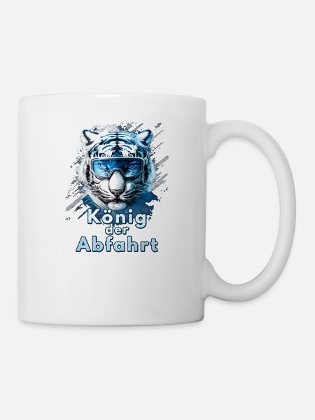 Tiger Ski - König der Abfahrt Pistensau lustig - Tasse - Weiß
