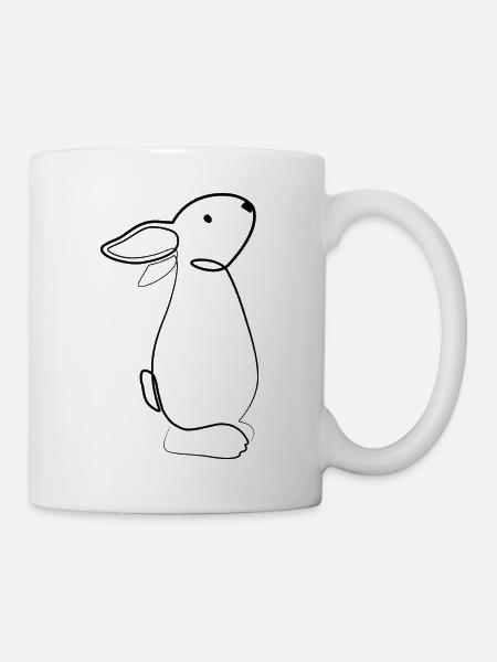 Rabbit Line Art - Mug blanc - blanc