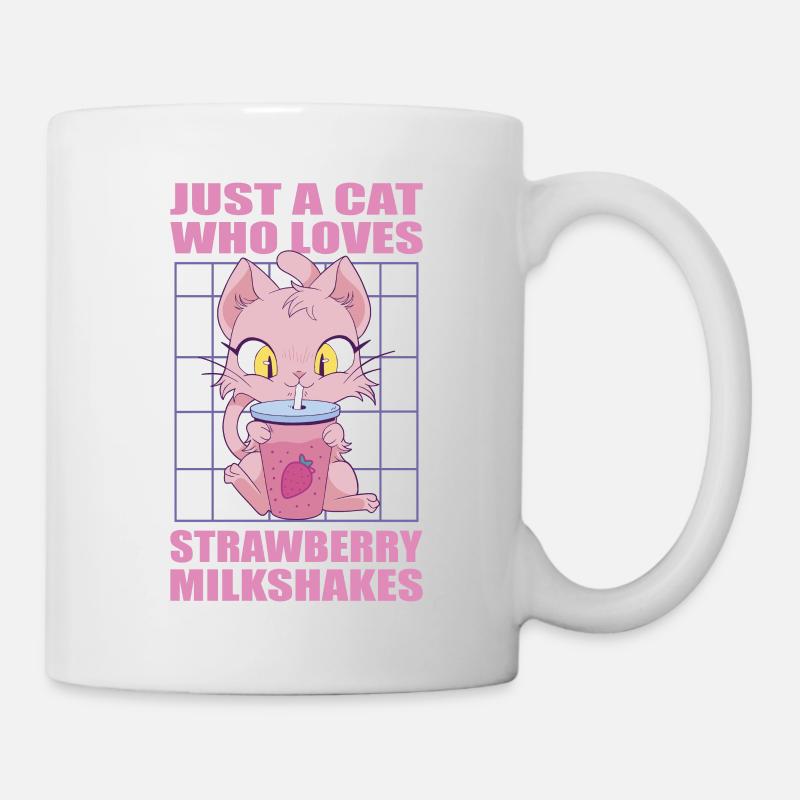 Just a cat who loves Strawberry Milkshakes - Mug - white