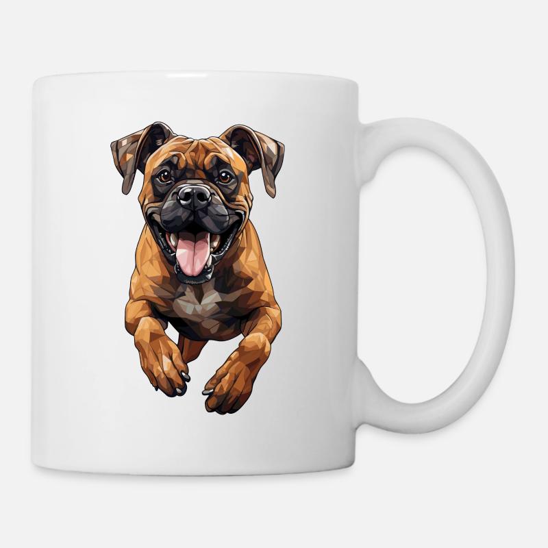 Boxer in jump polygon design - Mug - white