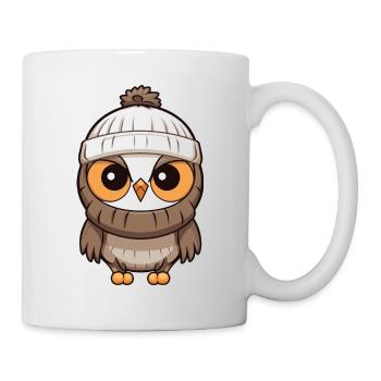 Eule Winter Comic - Tasse - Weiß - Rechts