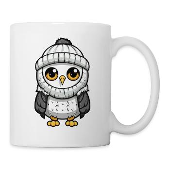 Eule Winter Comic - Tasse - Weiß - Rechts
