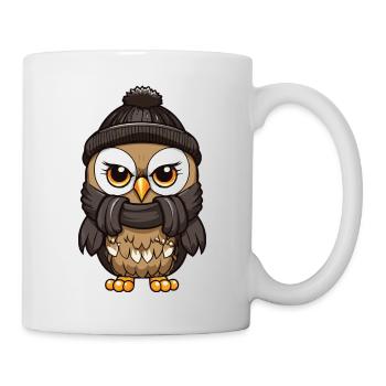 Owl Winter Cozy Comic Beanie - Mug - white - Right