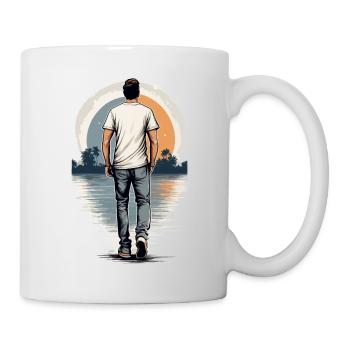 Lonely man at sunset - Mug - white - Right