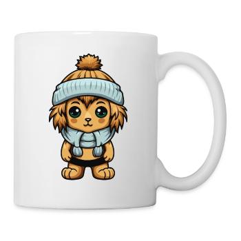 Löwe Winter Tier Baby Comic - Tasse - Weiß - Rechts