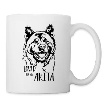 Aimé par un chien Akita disant Wilsigns - Mug blanc - blanc - Droite