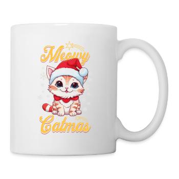 Cat Christmas Merry Meowy Catmas Ugly Cute - Mug - white - Right