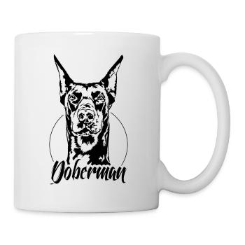 Doberman Pinscher Hundeportrait Hunde Wilsigns - Tasse - Weiß - Rechts