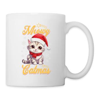 Cat Christmas Merry Meowy Catmas Ugly Cute - Mug - white - Right