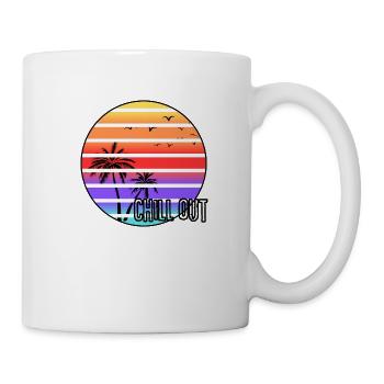 Chill out summer motif with palm tree in sunset - Mug - white - Right