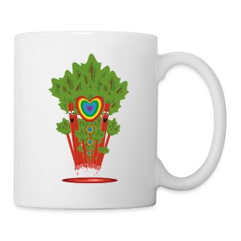 Rhabarber trifft Regenbogen mit vielen Herzen. - Tasse - Weiß - Rechts