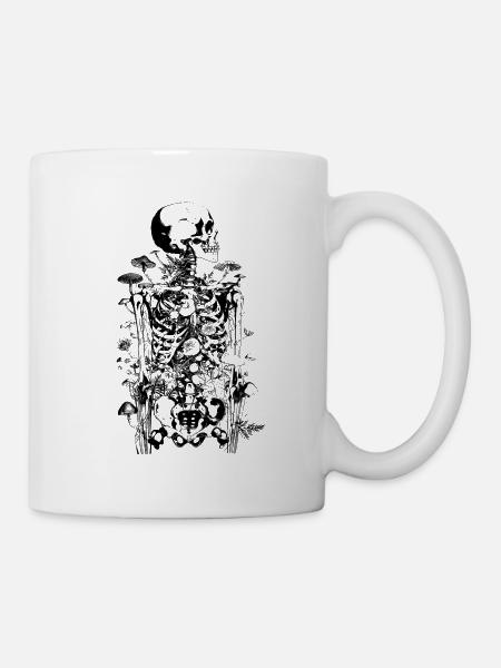 Morbides Horror Pilz Skelett - Happy Halloween - Tasse - Weiß