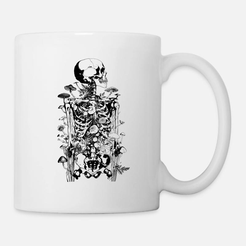 Morbides Horror Pilz Skelett - Happy Halloween - Tasse - Weiß