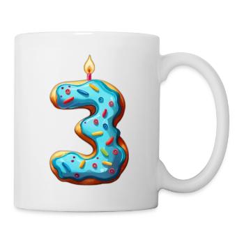NUMMER 3 KUCHEN SWEET 3. GEBURTSTAG - Tasse - Weiß - Rechts
