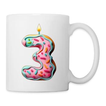 NUMMER 3 KUCHEN SWEET 3. GEBURTSTAG - Tasse - Weiß - Rechts