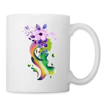 Ein Mädchen mit Blumen Schwebendes Mädchen - Tasse - Weiß - Rechts