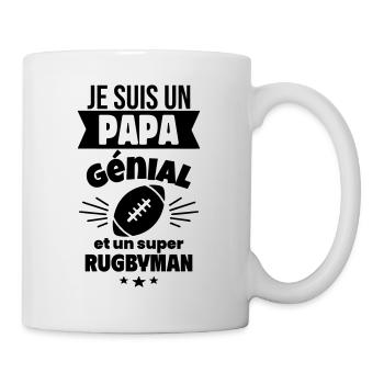 Papa génial & rugbyman – idée fête des pères - Mug blanc - blanc - Droite