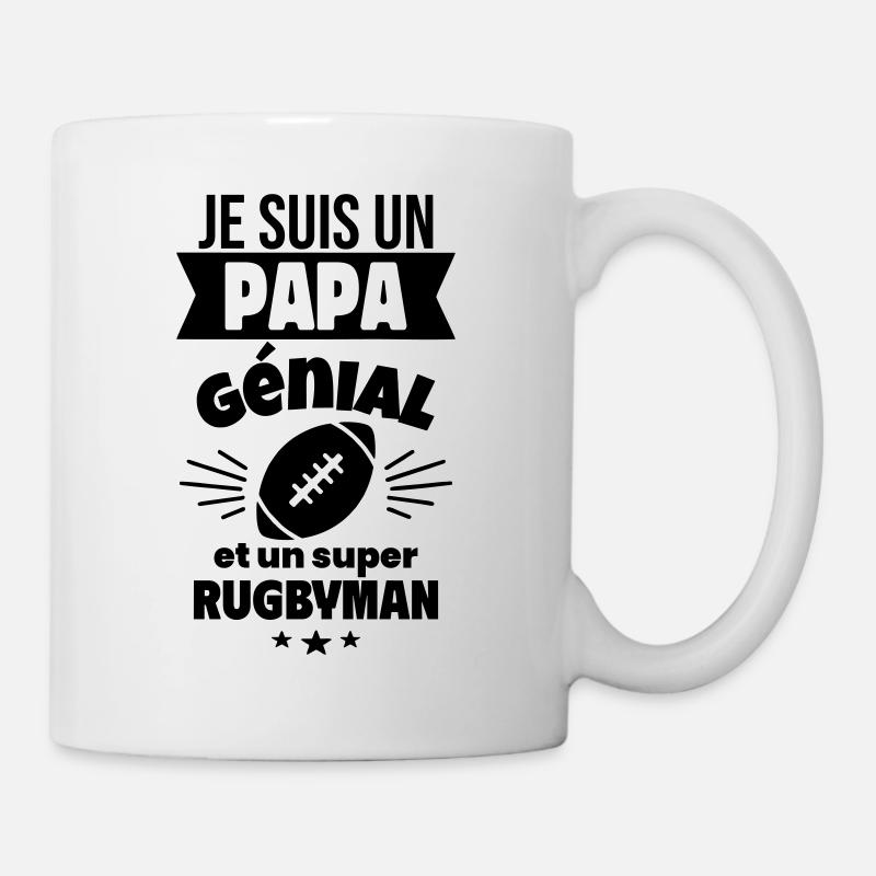 Papa génial & rugbyman – idée fête des pères - Mug blanc - blanc
