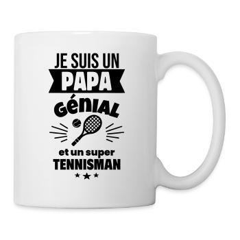 Papa génial & tennisman – idée fête des pères - Mug blanc - blanc - Droite