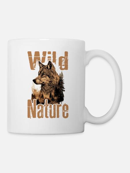 Wolf Wolfskopf Wald Natur Berge Wildnis Bunt - Tasse - Weiß