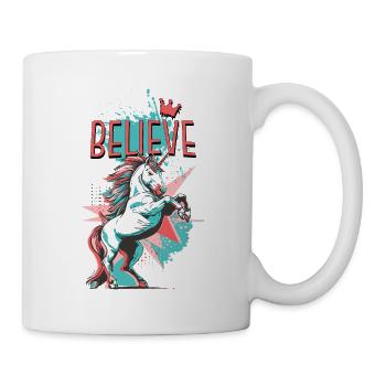 Licorne Foi Vintage Rétro Coloré Moderne Tendance - Mug blanc - blanc - Droite