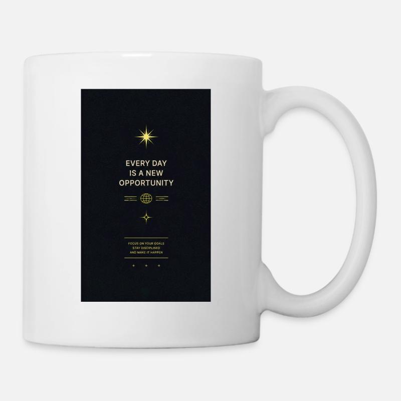 Jeder Tag Neue Chance Motivationsdesign - Tasse - Weiß