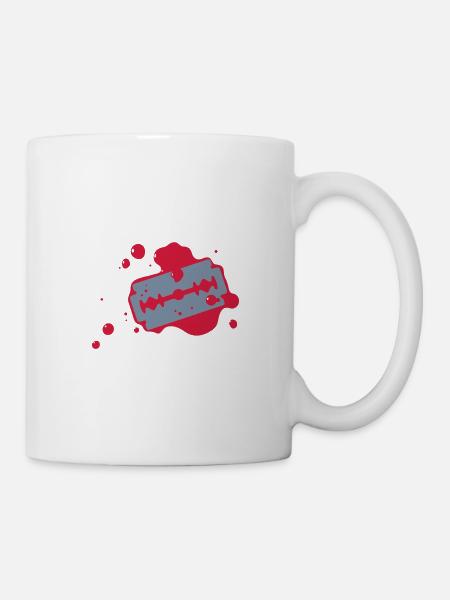 Rasierklinge mit Blut - Tasse - Weiß