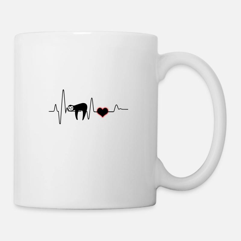 Sloth Heartbeat Heart Sloths Lazy Cute Geschenk - Tasse - Weiß