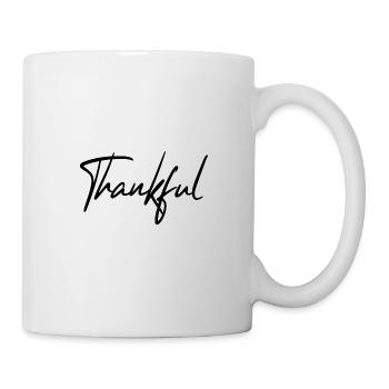 Thankful Dankbar Danke Schriftzug - Tasse - Weiß - Rechts