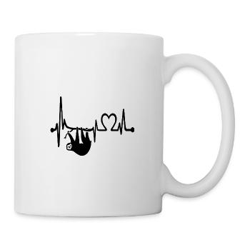 La ligne de cœur / battement du cœur avec paresseux - Mug blanc - blanc - Droite