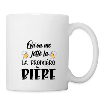 qu'on me jette la première bière - Mug blanc - blanc - Droite