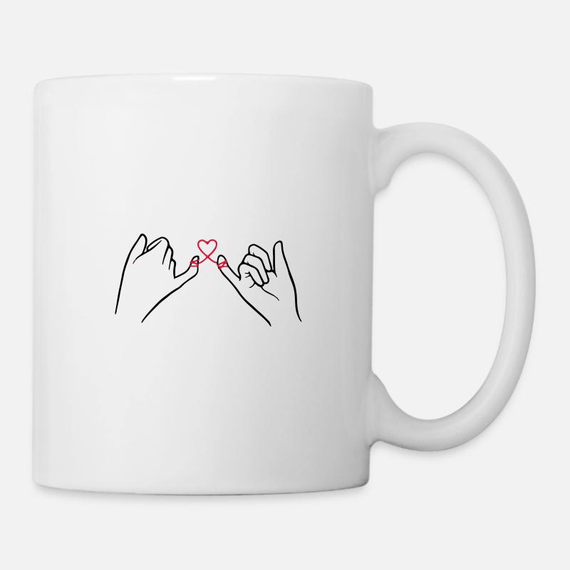 Deux mains avec boucle de coeur, Saint Valentin, amour - Mug blanc - blanc