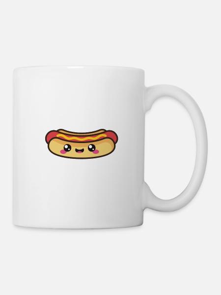 Niedlicher Hotdog Smile Kawaii - Tasse - Weiß