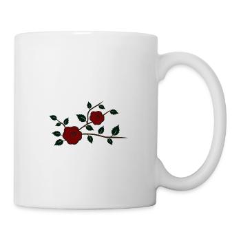 Rosenzweig mit Blüten - Tasse - Weiß - Rechts