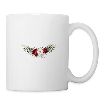 Rot, Beige, Gold, Kreis, Blumen personalisierbar - Tasse - Weiß - Rechts